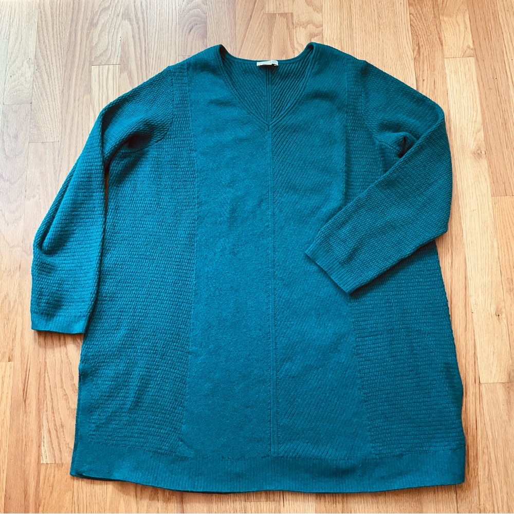 J. Jill Teal V-Neck Sweater ⭐️ 1X ⭐️ cotton mix
